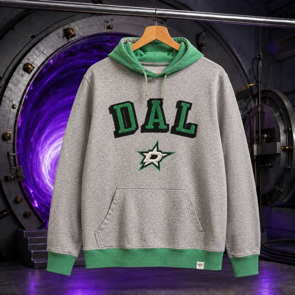Dallas Stars NHL Hoodie Fanatics Gray Green Colorblock Mens Large DAL Logo
